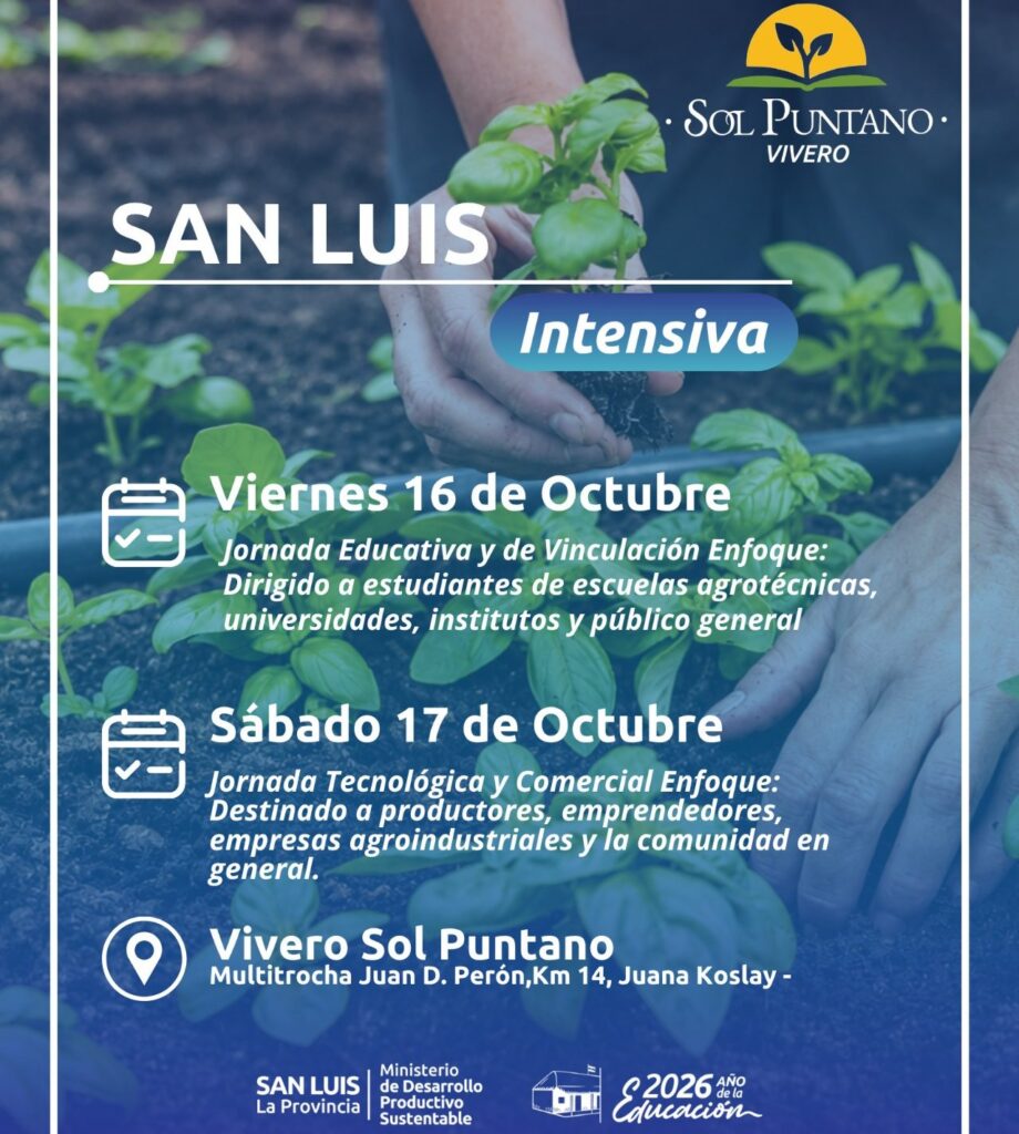 La propuesta ‘San Luis Intensiva’ tendrá lugar el 16 y 17 de octubre en el Vivero Sol Puntano