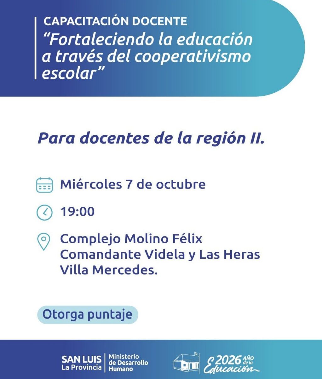 La capacitación docente en Cooperativismo Escolar llega nuevamente a la Región Educativa II