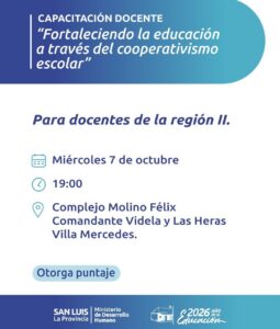 La capacitación docente en Cooperativismo Escolar llega nuevamente a la Región Educativa II