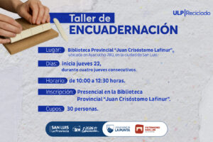 Dictarán un taller de encuadernación para el personal de bibliotecas y archivos